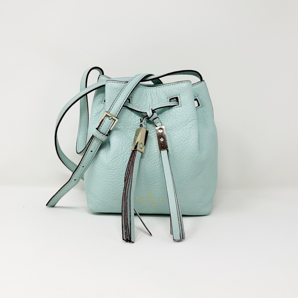 Kate Spade Grain Leather Mini Drawstring Bucket Crossbody Bag